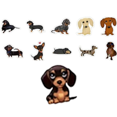 Cartoon Daschund Stickers 10's - Sold Assorted